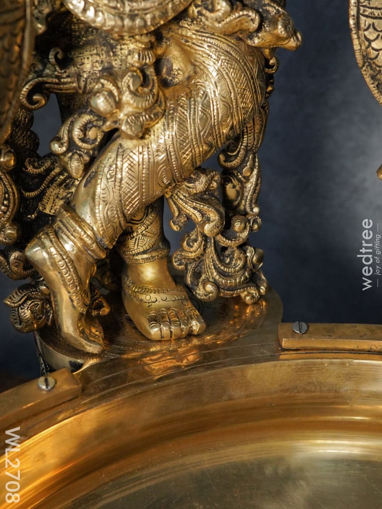 Brass Antique Krishna Urli - Wl2708