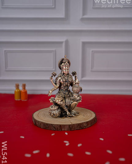 Brass Antique Lakshmi Idol - 4 inch - WL5413 - Brass Antique