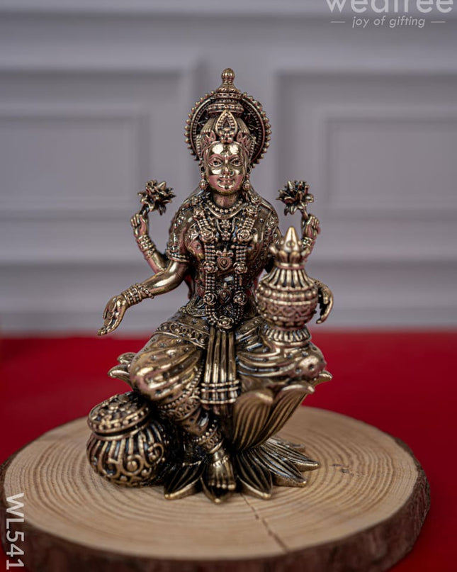 Brass Antique Lakshmi Idol - 4 inch - WL5413 - Brass Antique