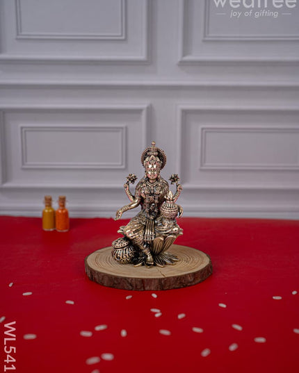 Brass Antique Lakshmi Idol - 4 inch - WL5413 - Brass Antique