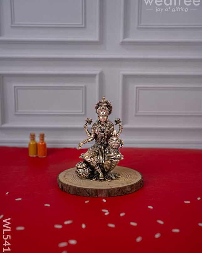 Brass Antique Lakshmi Idol - 4 inch - WL5413 - Brass Antique