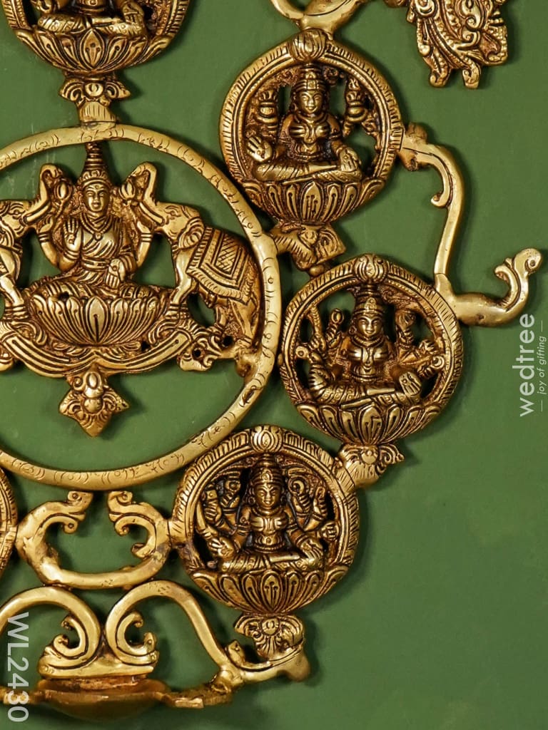 Brass Ashatalakshmi Wall Hanging - Wl2430 Diya