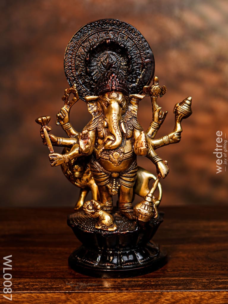 Brass Ashta Bhuja Ganesha - Wl0087 Figurines