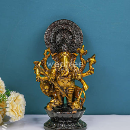 Brass Ashta Bhuja Ganesha - Wl0087 Figurines