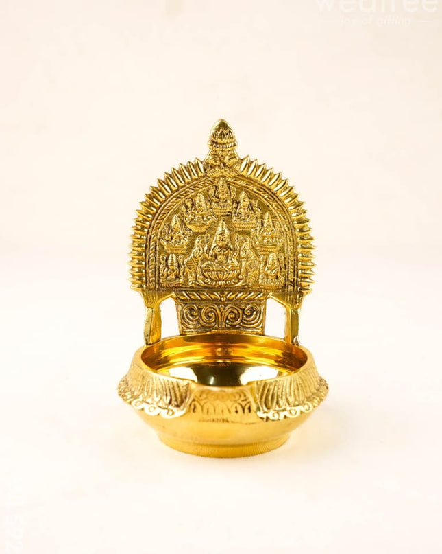 Brass Ashtalakshmi Diya - 5 inch - WL5929 - Brass Diya