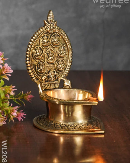 Brass Ashtalakshmi Diya - WL2082 - Brass Diya