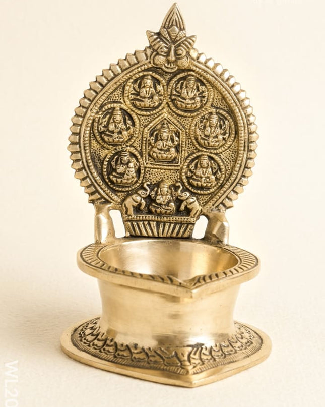 Brass Ashtalakshmi Diya - WL2082 - Brass Diya