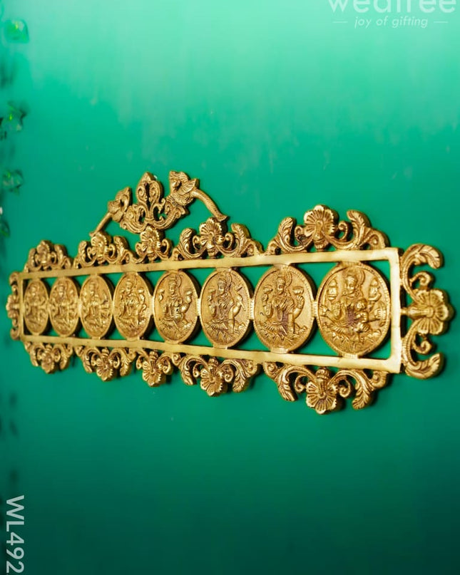 Brass Ashtalakshmi Wall Hanging - 12 inch - WL4922 Brass Wall Hanging