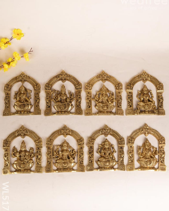 Brass Ashtalakshmi Wall Hanging - Set of 8 - 9 inch - WL5179 - Brass Wall Hanging
