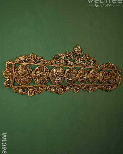 Brass Ashtalakshmi Wall Hanging - Brown Antique Finish Wl0963