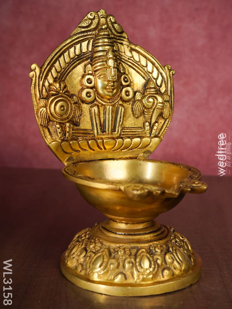 Brass Balaji Diya With Shank And Chakra - Wl3158