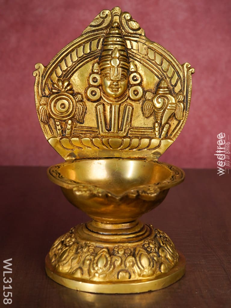 Brass Balaji Diya With Shank And Chakra - Wl3158