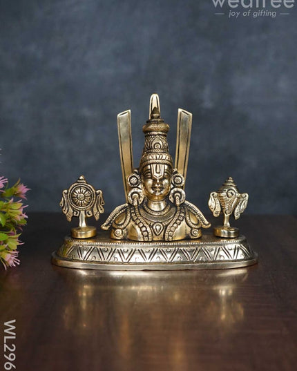 Brass Balaji Idol With Shank-Chakra-Nama - Wl2969 Figurines