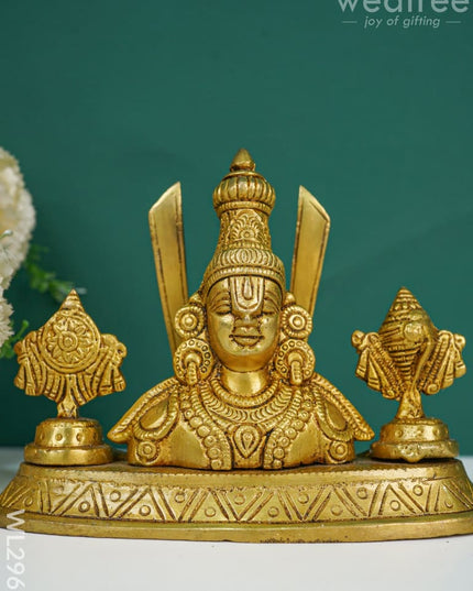 Brass Balaji Idol With Shank-Chakra-Nama - Wl2969 Figurines