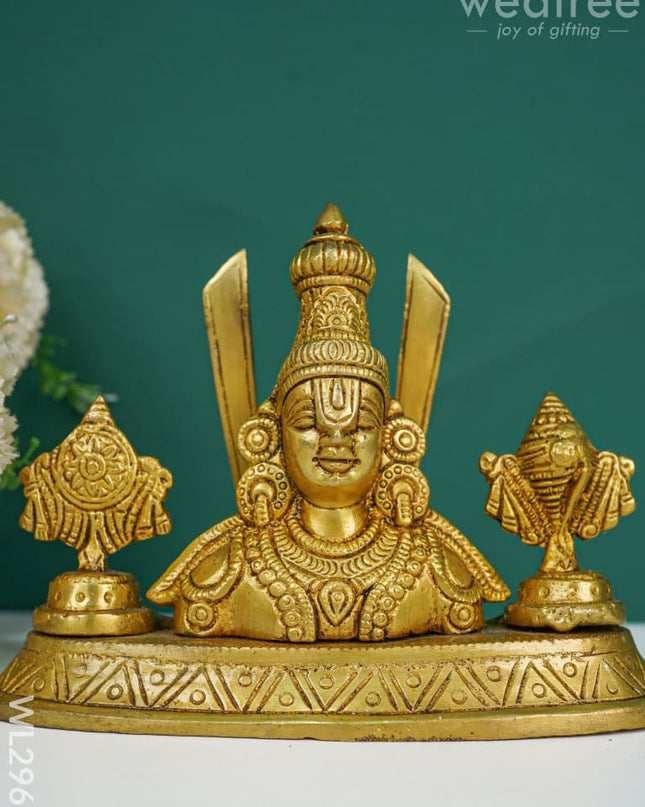 Brass Balaji Idol With Shank-Chakra-Nama - Wl2969 Figurines