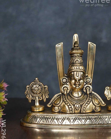 Brass Balaji Idol With Shank-Chakra-Nama - Wl2969 Figurines