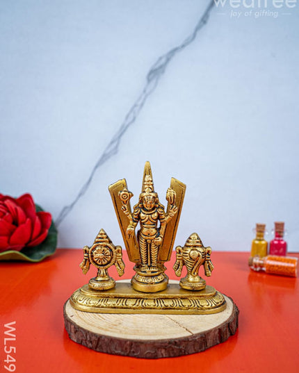 Brass Balaji with Shankh Chakra Namam Idol - 3 inch - WL5493 - Brass Figurines