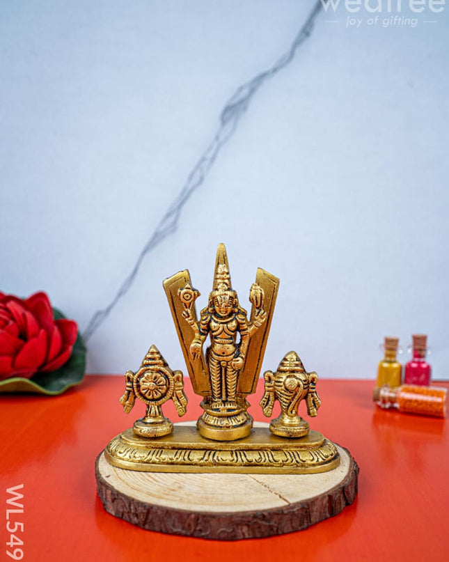 Brass Balaji with Shankh Chakra Namam Idol - 3 inch - WL5493 - Brass Figurines