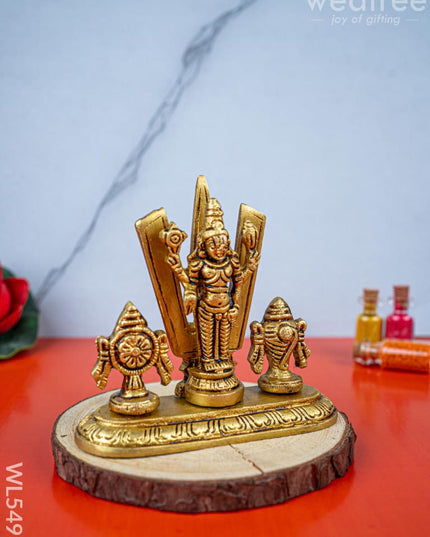 Brass Balaji with Shankh Chakra Namam Idol - 3 inch - WL5493 - Brass Figurines