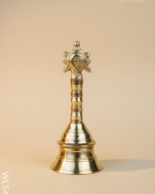 Brass Bell with Shankh - 7 inch - WL5475 - Brass Utility