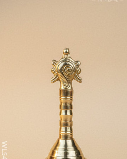 Brass Bell with Shankh - 7 inch - WL5475 - Brass Utility