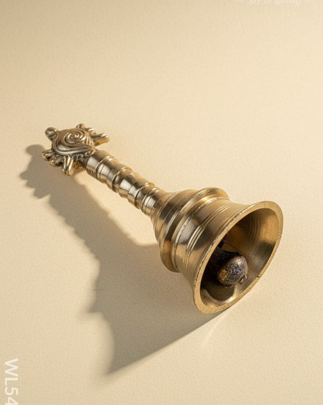 Brass Bell with Shankh - 7 inch - WL5475 - Brass Utility