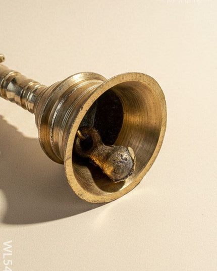 Brass Bell with Shankh - 7 inch - WL5475 - Brass Utility