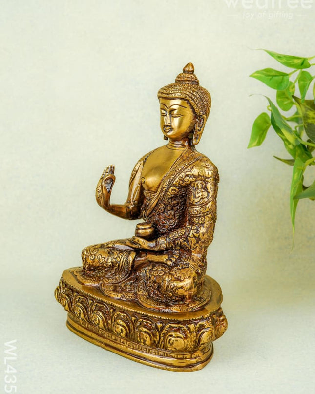 Brass Buddha Idol - 10 inch - WL4351 - Brass Figurines