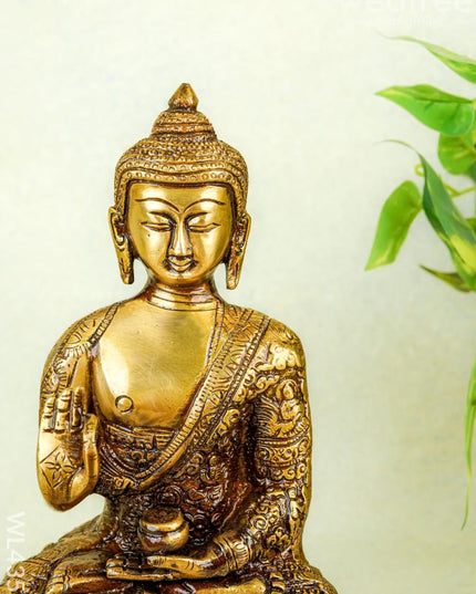 Brass Buddha Idol - 10 inch - WL4351 - Brass Figurines
