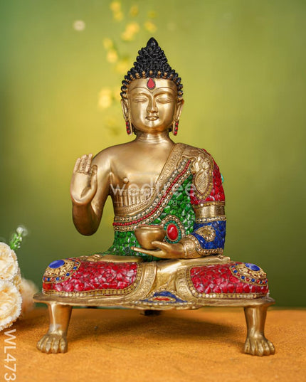Brass Buddha Idol - 19 Inch Wl4734 Figurines