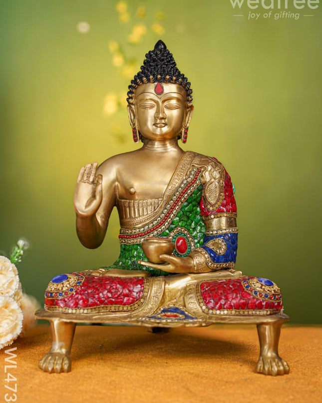 Brass Buddha Idol - 19 Inch Wl4734 Figurines
