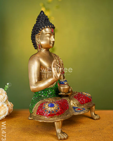 Brass Buddha Idol - 19 Inch Wl4734 Figurines