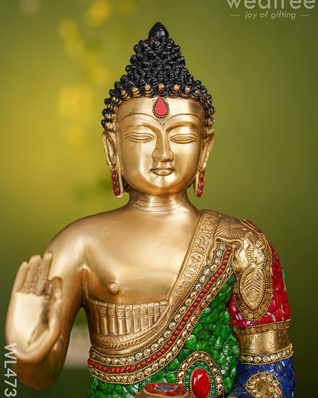 Brass Buddha Idol - 19 Inch Wl4734 Figurines