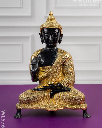 Brass Buddha Idol - Black - 8 inch - WL5769 - Brass Figurines