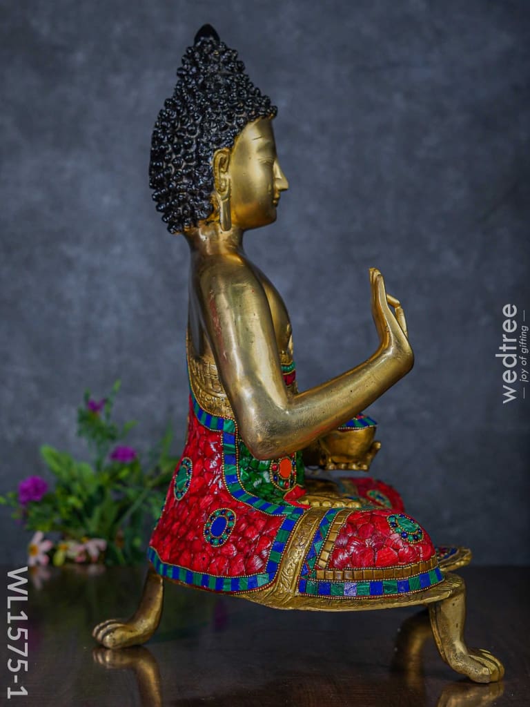 Brass Buddha With Stone Work - Wl1575 Figurines