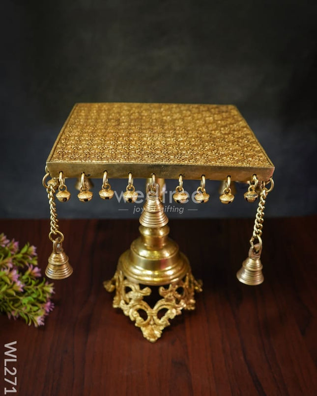 Brass Chowki With Hanging Bells - Wl2711 Pooja Utility