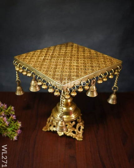 Brass Chowki With Hanging Bells - Wl2711 Pooja Utility