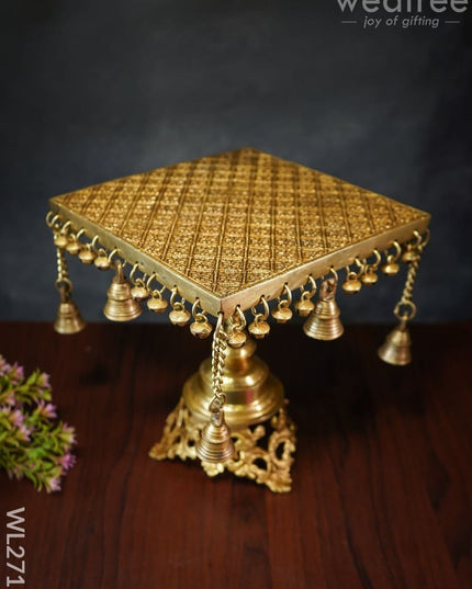 Brass Chowki With Hanging Bells - Wl2711 Pooja Utility