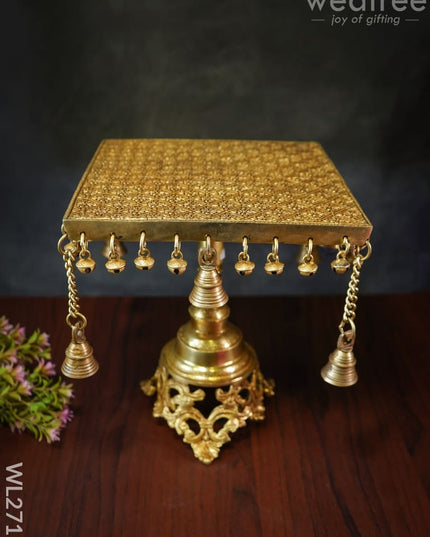 Brass Chowki With Hanging Bells - Wl2711 Pooja Utility