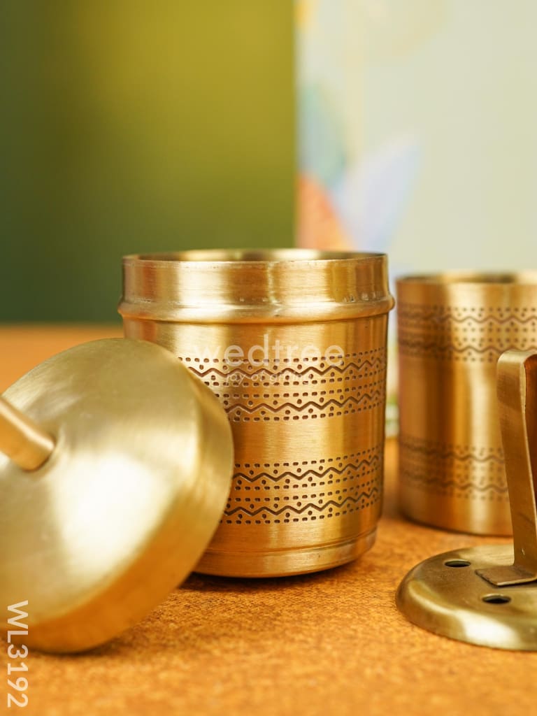 Brass Handcrafted Coffee Filter with Dabara Set - Traditional South In Brass Handcrafted Coffee Filter with Dabara Set - Traditional South In