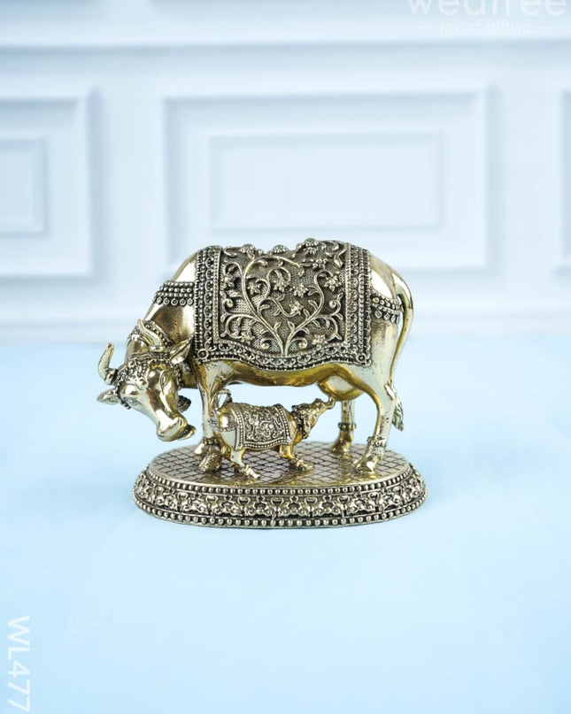 Brass Cow & Calf Idol - WL4772 - Brass Antique