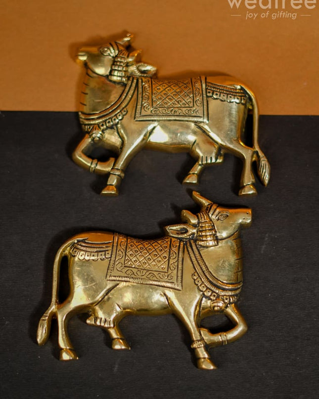 Brass Cow Wall Hanging - Set Of 2 Wl3925