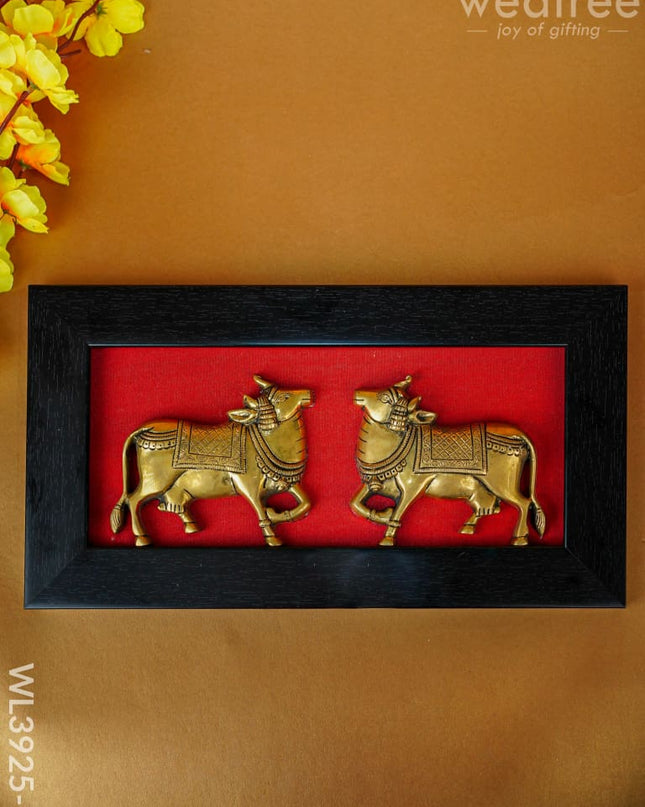 Brass Cow Wall Hanging - Set Of 2 Wl3925 With Frame