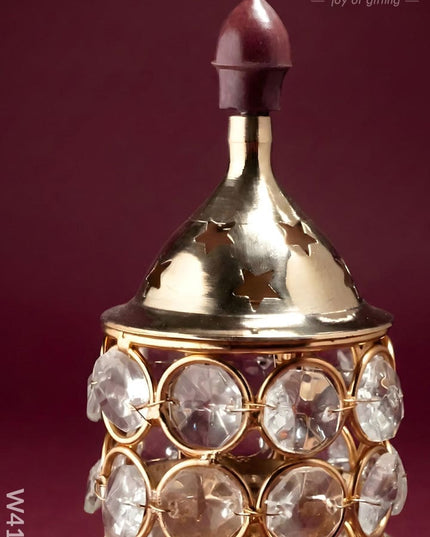 Brass Crystal Diya 1.5 inch - W4110 - Crystal Diya RG