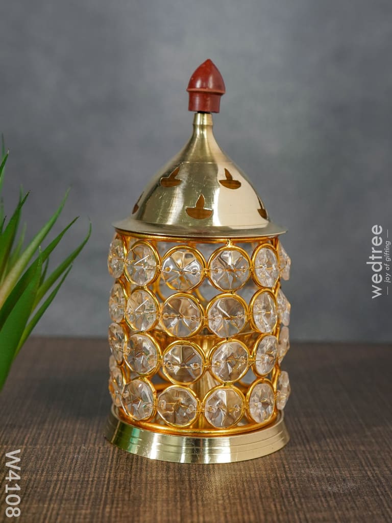 Brass Crystal Diya 2 Inch - W4108 Gifts