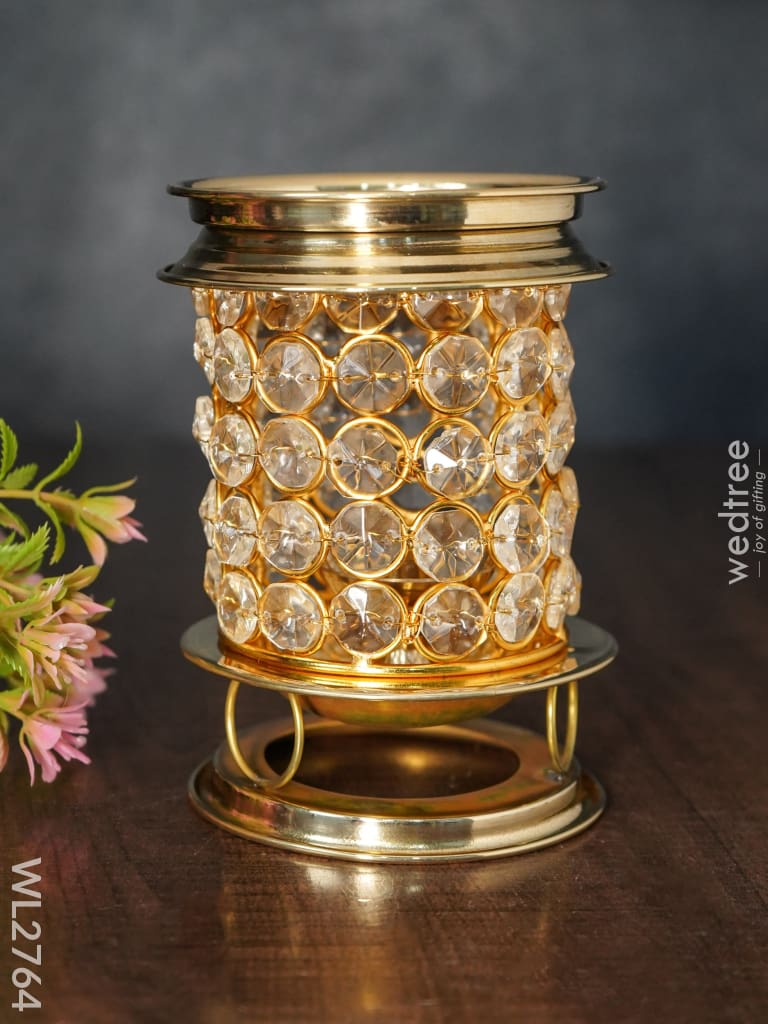 Brass Crystal Lamp With Diya - 5.5 Inch Wl2764 Gifts