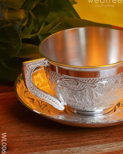 Brass Cup And Saucer With Tray Set - Wl0064 Utility