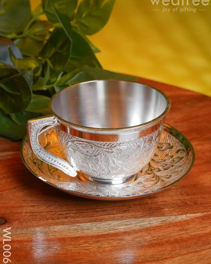 Brass Cup And Saucer With Tray Set - Wl0064 Utility