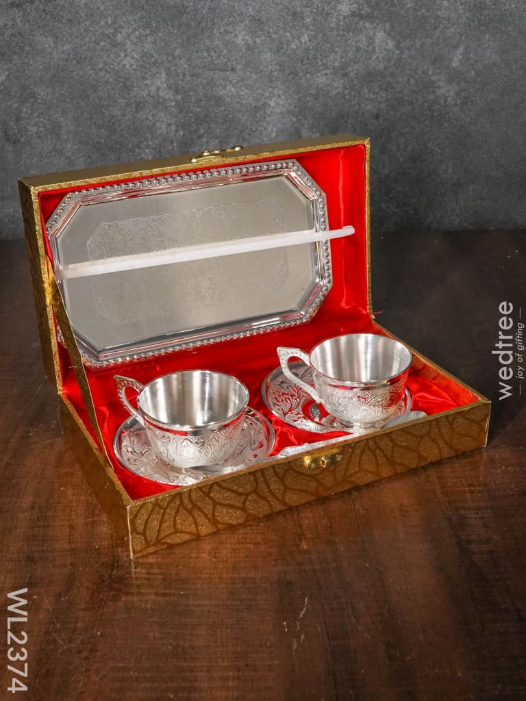 Brass Cup And Saucer With Tray - Wl2374 Utility