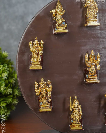 Brass Dasavathar Idols With Wooden Frame - Wl3341 Decor